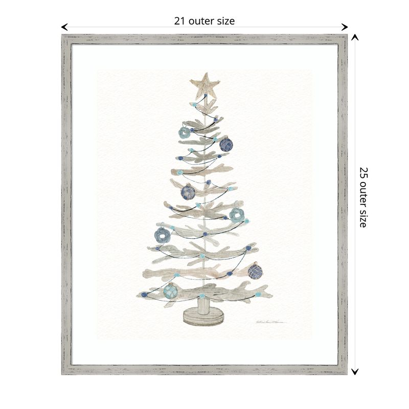 Amanti Art Decorative Coastal Holiday Tree II by Kathleen Parr McKenna Wood Framed Wall Art Print 21 in. x 25 in., 4 of 9