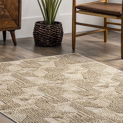 Diamond Weave Synthetic 4' x 6' Easy Care Area Rug in Beige