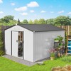 11' x 9' Metal Storage Shed Garden Tool House with Double Sliding Doors, 4 Air Vents for Backyard, Patio - 2 of 4