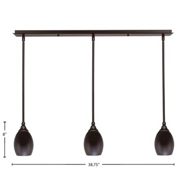 Toltec Lighting Any 3 - Light Chandelier in  Dark Granite with 5" Dark Granite Oval Metal Shade Shade