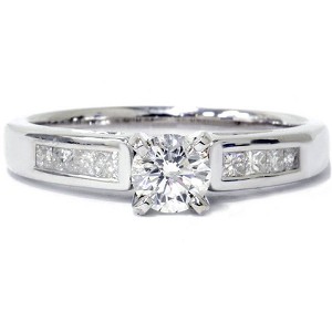 Pompeii3 7/8ct Princess Cut Cathedral Diamond Engagement Ring 14K White Gold - 1 of 4