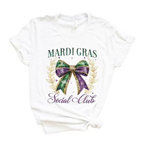 Simply Sage Market Women's Coquette Mardi Gras Social Club Short Sleeve Graphic Tee - 1 of 4