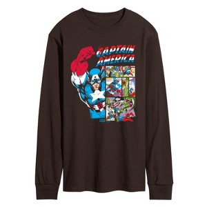 Men's - Marvel - Captain America Comic Panel Portrait Long Sleeve Graphic T-Shirt - 1 of 2