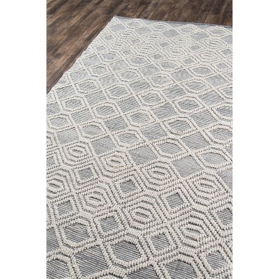 Gray Geometric Handwoven Synthetic Runner Rug