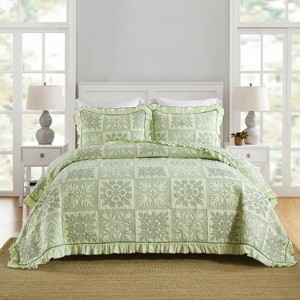 Marcielo 3 Piece Cotton Oversized Bedspread Quilt Set - 1 of 4