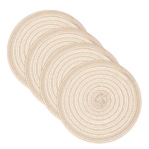 Unique Bargains Woven Braided Washable Decorative Round Placemat 4 Pcs - 1 of 4