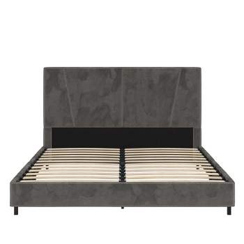 RealRooms Maverick Velvet Upholstered Platform Bed with Tufted Headboard