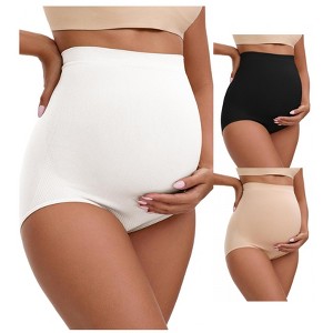 INSPIRE CHIC 3 Packs Women's High Waist Maternity Briefs Butt Lifter Seamless Comfortable Pregnancy Ladies Panties - 1 of 4
