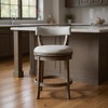 HomeRoots 26" Gray and Oak Fabric and Solid Wood Low Back Counter Height Swivel Bar Chair - 2 of 4