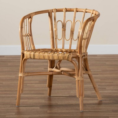 Bali Charm Luxio Low Brown Leather & Rattan Arm Chair