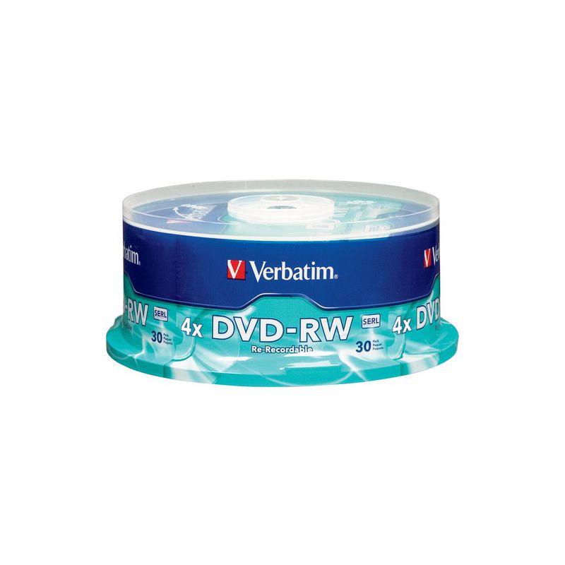 Verbatim DVD-RW 4.7GB 4X with Branded Surface - 30pk Spindle, BLUE/GRAY - 95179, 1 of 2
