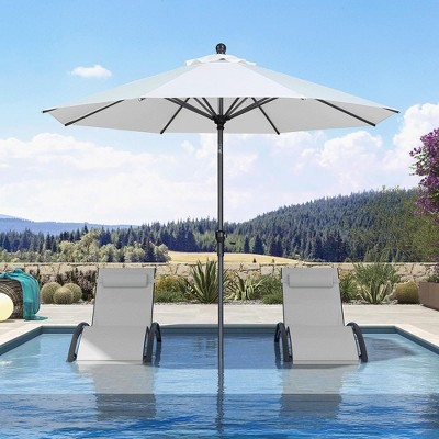 PURPLE LEAF Patio Umbrella Outdoor Table Umbrella Aluminum Frame Market Umbrella Sun Umbrella with 8 Sturdy Ribs