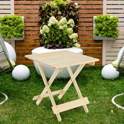 VASIP Compact Wooden Folding Table , Lightweight & Portable Durable Wood Square Table for Patio, Garden, Beach, Camping & Picnic