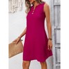 Women Summer Dress Casual V Neck Dress Sleeveless Pleated Sundress Loose T-Shirt Work Office A-Line Dresses - 3 of 4
