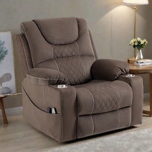 Electric Power Lift Recliner with Dual OKIN Motor, Massage and Heating, Cup Holders - 1 of 4