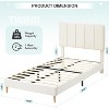 Twin Bed Frame for Girls, Velvet Upholstered Bed Frame with Headboard, No Box Spring Needed, Wooden Slats Support, Easy Assembly - 2 of 4