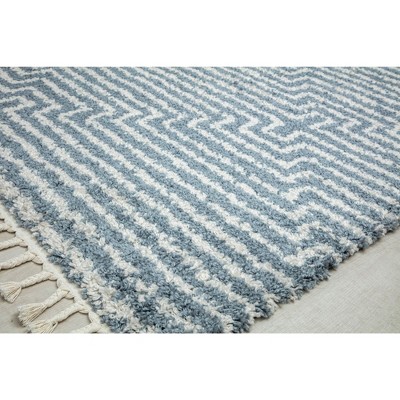 Braided Diamond Shag 8' x 10' Blue Synthetic Area Rug