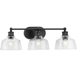 Progress Lighting Singleton 3-Light Vanity Fixture, Matte Black, Clear Glass Shades - 1 of 4