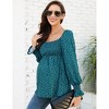 Women's Maternity Tops Elegant Square Neck Lantern Sleeve Blouse - 4 of 4