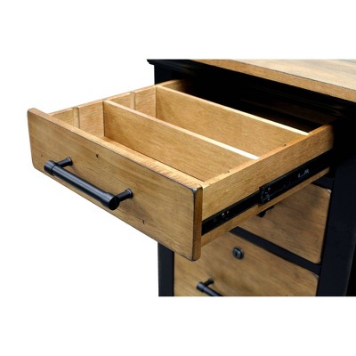 Black Transitional Executive Desk with Drawer and Filing Cabinet