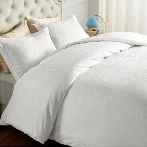 Cotton Duvet Cover Boho Textured Embroidery Jacquard Duvet Cover Set Soft and Breathable Bedding Set for All Seasons - 1 of 4