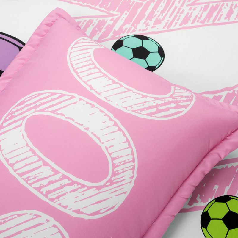 Kids' Girls Soccer Kick Reversible Oversized Comforter Bedding Set - Lush Décor, 5 of 10