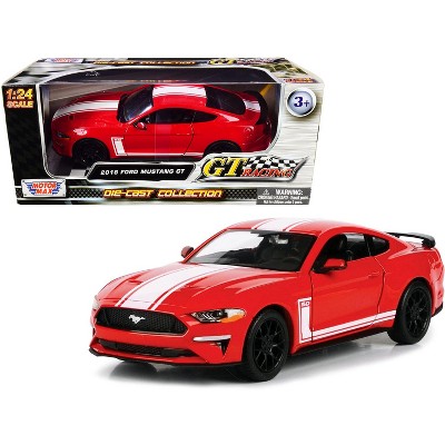 2018 Ford Mustang GT 5.0 Red with White Stripes "GT Racing" Series 1/24 Diecast Model Car by Motormax