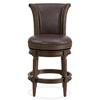 Rome+Oak Runyan 39 Inch Tall Counter Stool, Rotating High Back Barstool in Dark Walnut Finish with Vintage Brown Vegan Leather Seat - 4 of 4