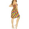 LA LEELA Women's Summer Boho Beach Backless Rainbow Cross Stripe Mini Swing Casual Dress Tube Top Casual Dresses for Women One Size Multicolor Stripe - 3 of 4