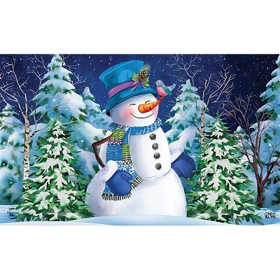 Checkered Snowman Winter Natural Fiber Coir Doormat 30 X 18 Briarwood  Lane : Target