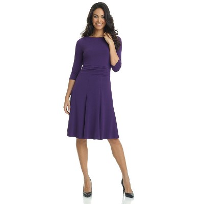 REKUCCI Women's Flippy Fit and Flare Dress with 3/4 Sleeves – Stylish Knee-Length Everyday Dress