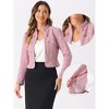 INSPIRE CHIC Women's Tweed Stand Collar Business Open Front Cropped Jacket - 2 of 4