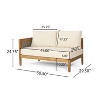 Christopher Knight Home Burchett Outdoor Acacia Wood and Round Wicker 5 Seater Sectional Sofa Chat Set with Cushions, Teak/Beige - 4 of 4