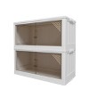 INFURNIC Decorative Storage Cabinets 31.5’’ Wide 2-Pack Transparent Stacking Storage Bins with Open Front Door, Beige, 31.5"*14.96"*30.31" - 3 of 4