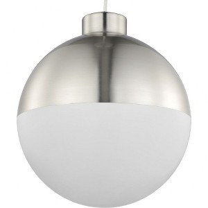 Progress Lighting, Globe Collection, 1-Light Pendant, Brushed Nickel, Opal Glass Shade - 1 of 2