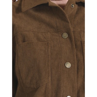 INSPIRE CHIC Women's Corduroy Long Sleeve Lapel Collar Fall Outerwear Button Down Shacket Jackets Small Army Green — фото 5