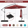 Costway 10 FT Solar Offset Hanging Umbrella Patio Cantilever Umbrella with 32 LED Lights Brown/Turquoise/Beige/Gray/Red - 3 of 4