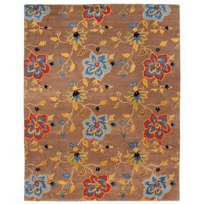Soho Hand Tufted Floral Wool Area Rug in Brown and Multi