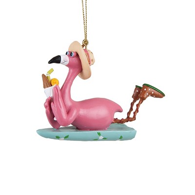 Gallerie II Whimsical Surfboard Pink Flamingo Christmas Xmas Ornament