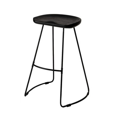 MH London Ember 29" Saddle Seat Solid Wood and Metal Bar Stool