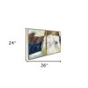 HomeRoots Set Of Two Mod Abstract Blue And Ivory Gold Floater Frame Painting Wall Art - 3 of 4