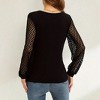 Women's Lace Sleeve V-Neck Top Cross Front Blouse Casual Shirt - 2 of 4