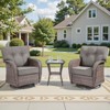 Buenhomino 3 Pieces Patio Furniture Set, Outdoor Swivel Rocker Patio Chairs, Wicker Patio Bistro Set with 5" Thickened Cushions and Glass Coffee Table - 2 of 4