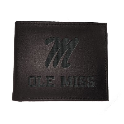 Evergreen NCAA Ole Miss Rebels Black Leather Bifold Wallet Officially Licensed with Gift Box