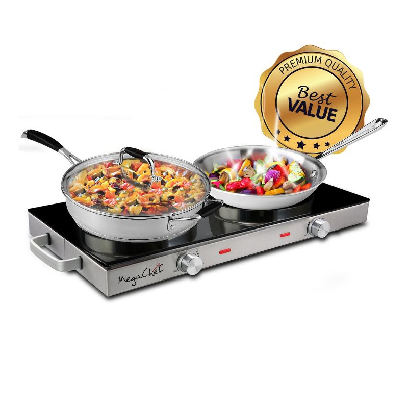 MegaChef Ceramic Infrared Double Cooktop, 2 of 9