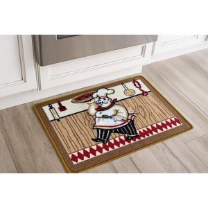 Home Mart Goods Chef Beige Washable Kitchen Mat With Non-Slip Backing - 24"x17" - 1 of 4