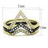 Slickblue Women’s Stainless Steel Ring, IP Gold + Black Finish, Clear Pave Crystal, Stackable Jewelry, Size 5-8 - 2 of 4