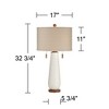 Possini Euro Design Kingston Modern Mid Century Table Lamps 32 3/4" Tall Set of 2 White Textured Ceramic Taupe Drum Shade for Bedroom Living Room Home - 4 of 4