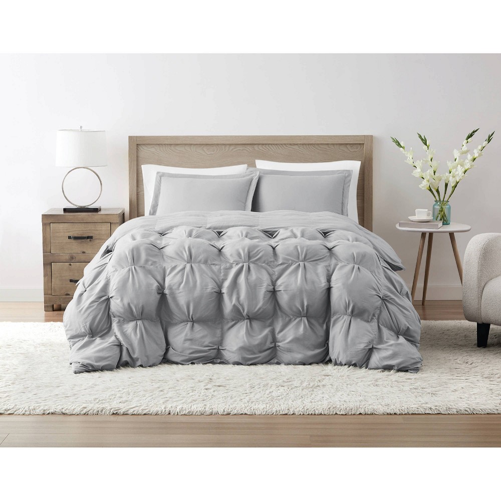 Photos - Duvet Truly Soft 3pc Full/Queen Oversized Puffer Comforter Set Gray