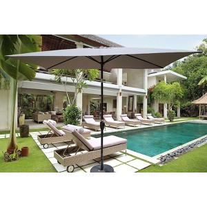 Okak 6 x 9ft Outdoor Patio Waterproof Umbrella with Push Button Tilt Market Table Umbrella with Crank without flap for Pool Backyard Garden - 1 of 4
